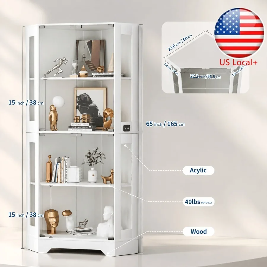 Storage & Organization - Lemari Koleksi Sudut Putih 65 dengan