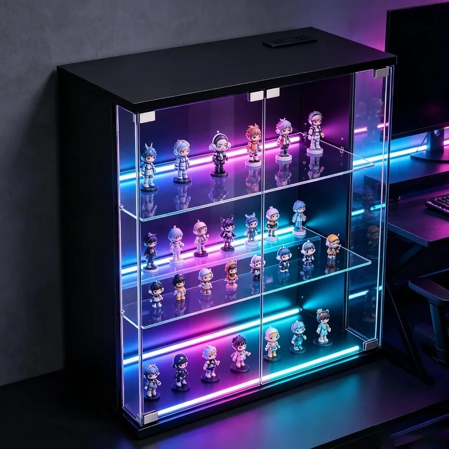 Lemari pajangan untuk ruang ke - Lighting ulasan dan harga