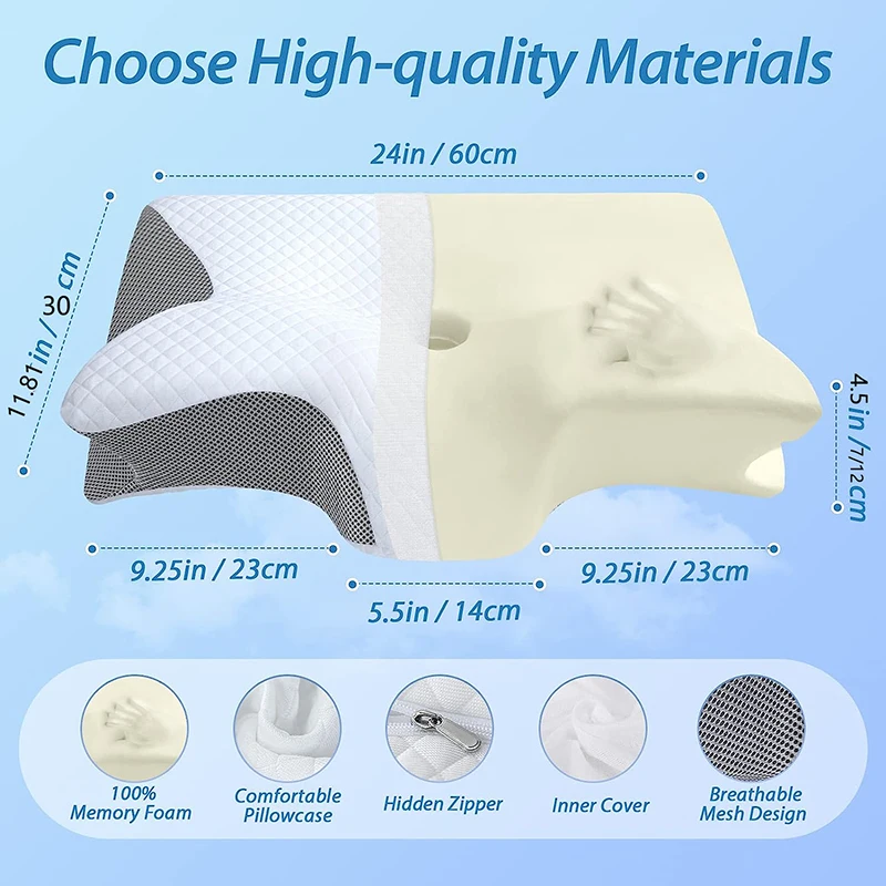 1 buah Bantal Leher Berbahan B - Memory Foam Orthopedic Pillow Neck Pain ulasan dan harga