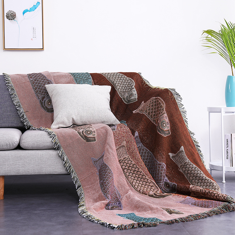 Selimut Tenun Jacquard Motif I - Boho Throw Blanket Fringe ulasan dan harga